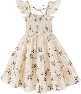 YOUNGER TREE Toddler Girl Dress Baby Girls Summer Clothes Ruffle Sleeve Floral Smock Beach Boho Dresses Sundress