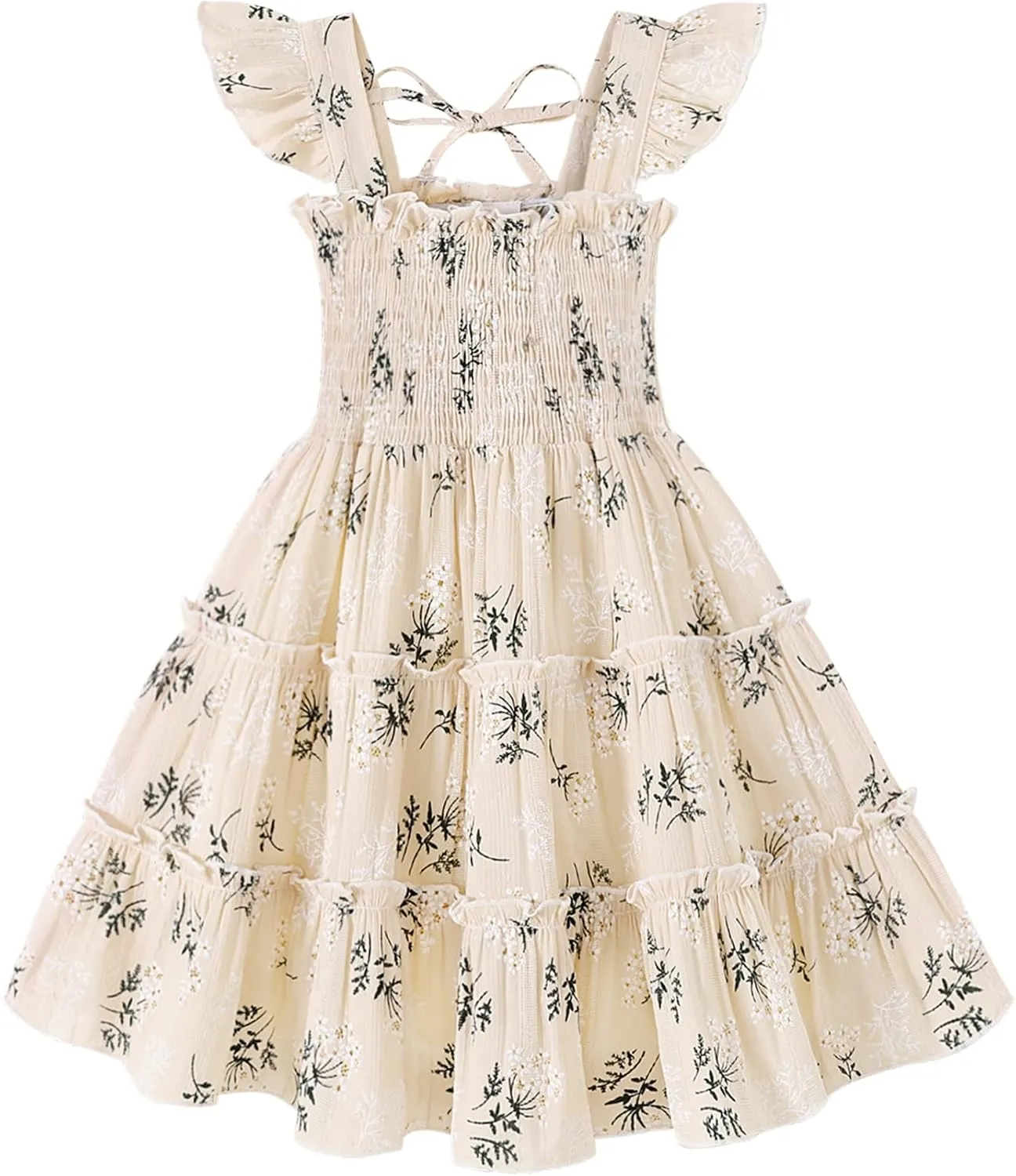 YOUNGER TREE Toddler Girl Dress Baby Girls Summer Clothes Ruffle Sleeve Floral Smock Beach Boho Dresses Sundress