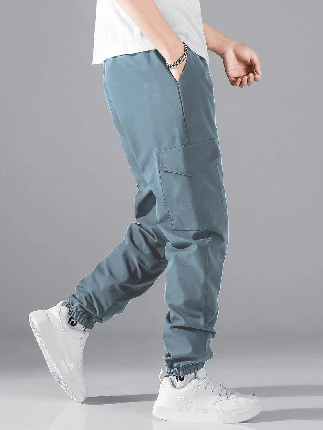 ZAFUL Men's Jogger Cargo Pant Elastic Waist Drawstring Straight Leg Sweatpants Lightweight Casual Trousers with Pockets