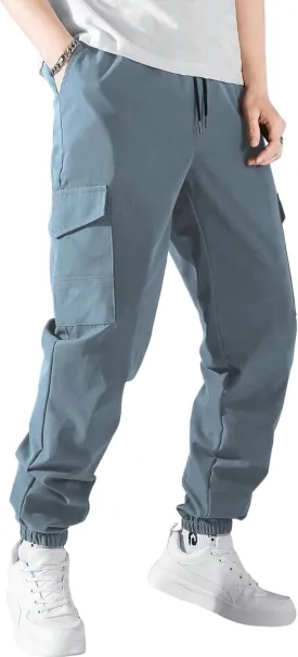 ZAFUL Men's Jogger Cargo Pant Elastic Waist Drawstring Straight Leg Sweatpants Lightweight Casual Trousers with Pockets