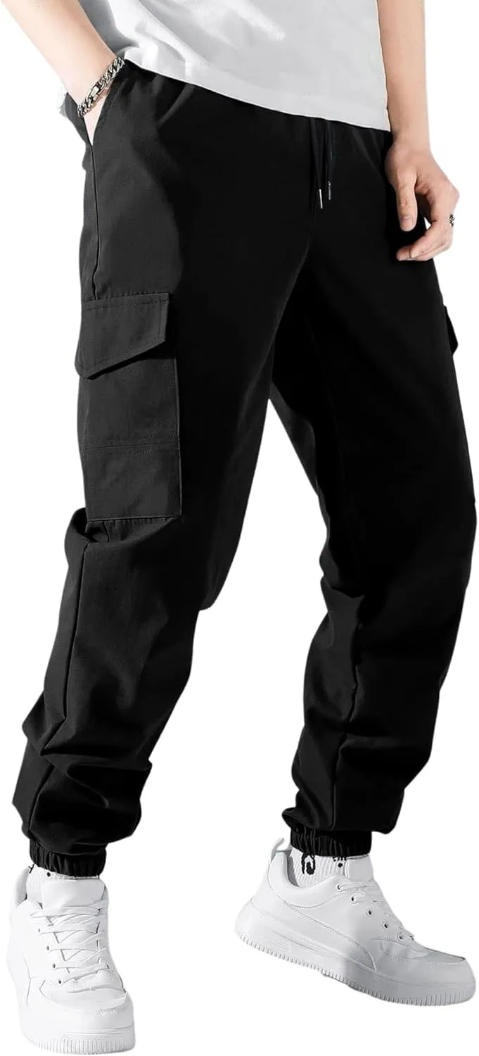 ZAFUL Men's Jogger Cargo Pant Elastic Waist Drawstring Straight Leg Sweatpants Lightweight Casual Trousers with Pockets